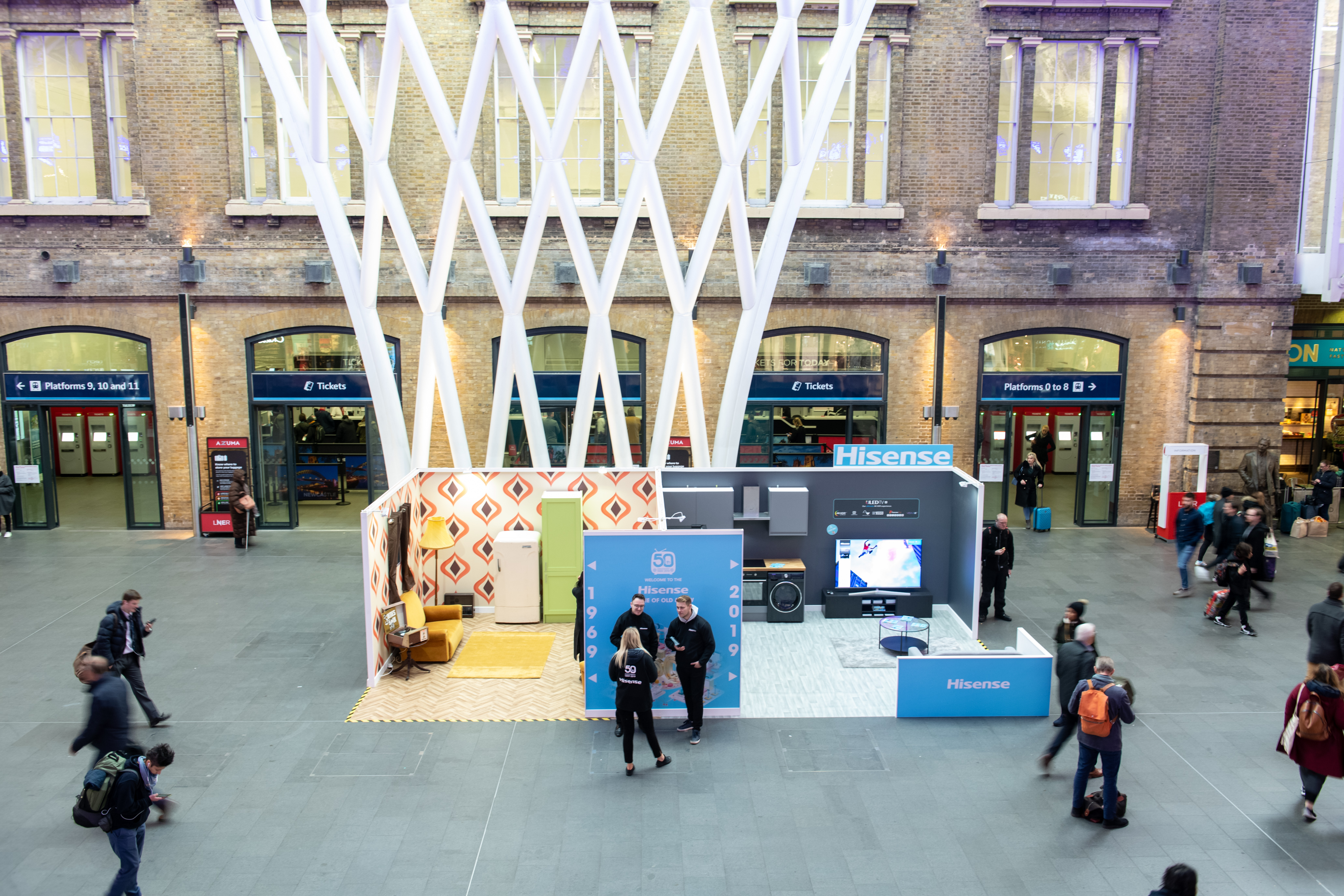 Hisense 50th anniversary activation at King's Cross station concourse